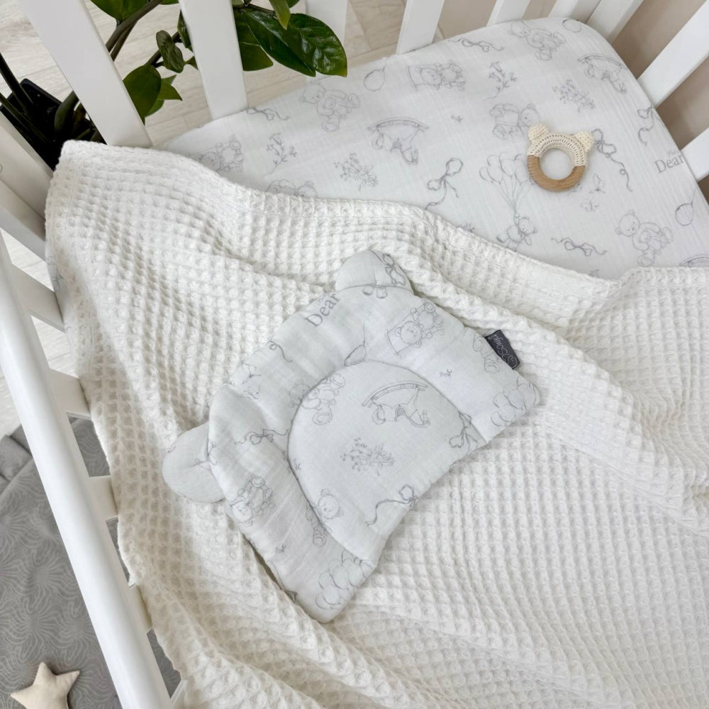 Mušelínový vankúš s uškami Baby Dear – sivý
