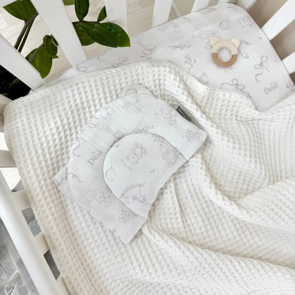 Mušelínový vankúš s uškami Baby Dear – púdrový