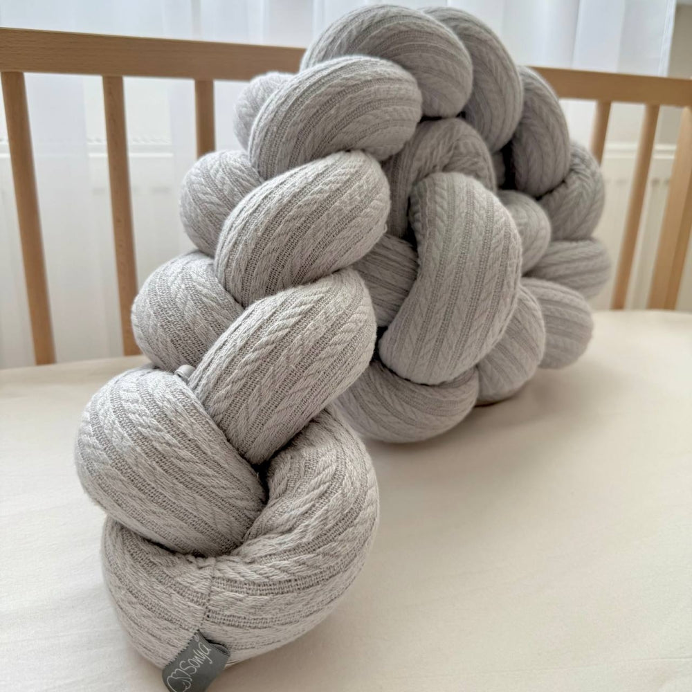 Pletený mantinel do postieľky DreamLand 120 cm sivý