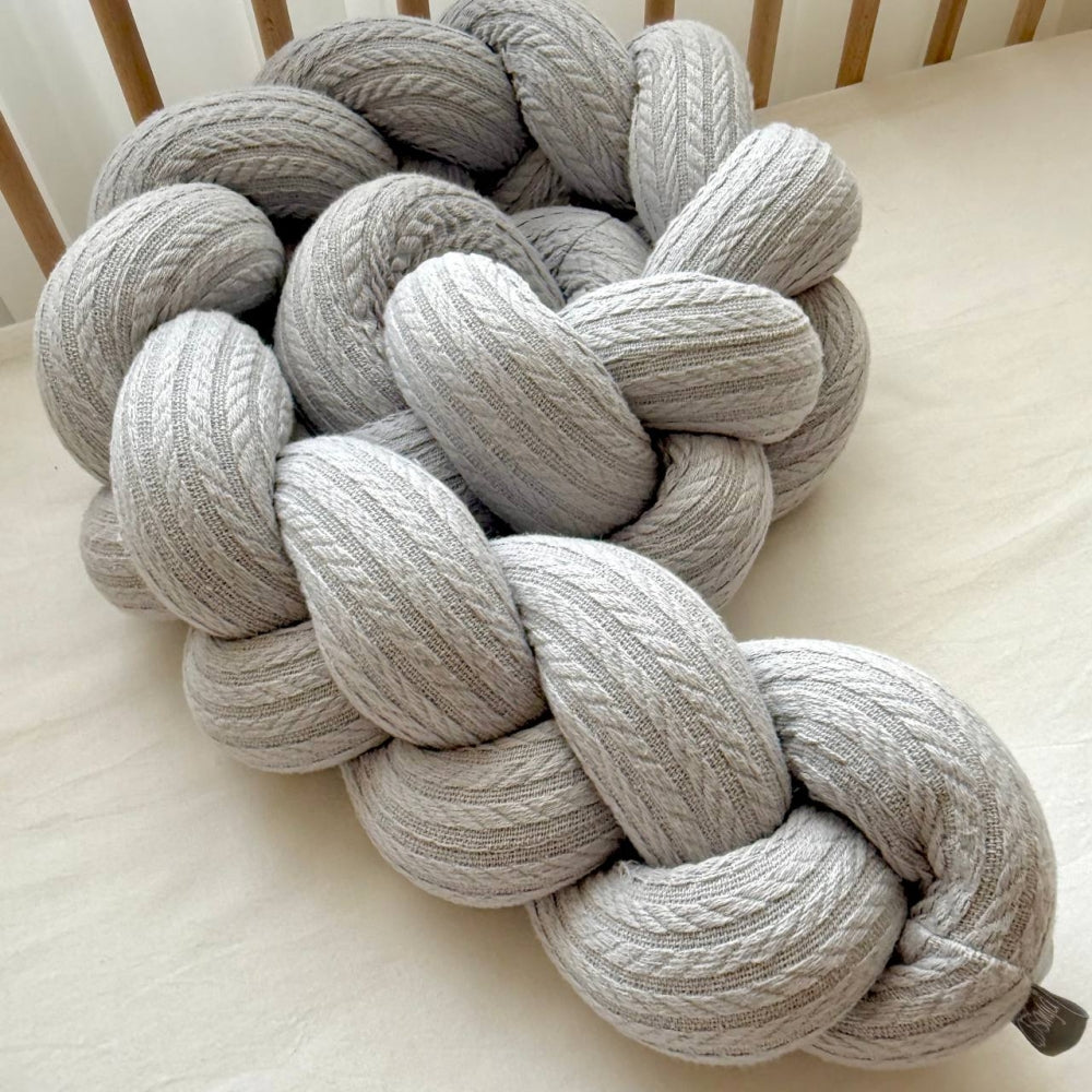 Pletený mantinel do postieľky DreamLand 120 cm sivý