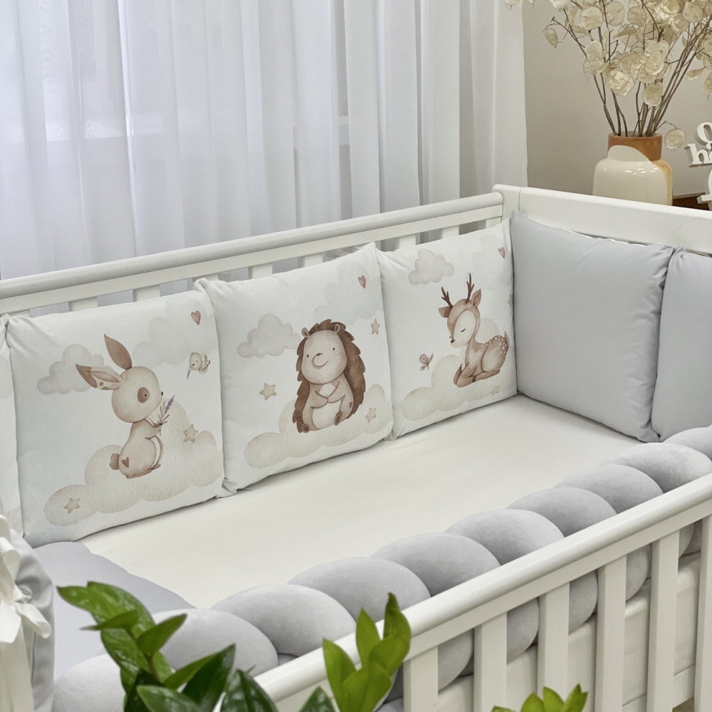 Mantinely do postieľky Art Design s vrkočom a plachtou – Friends sivý
