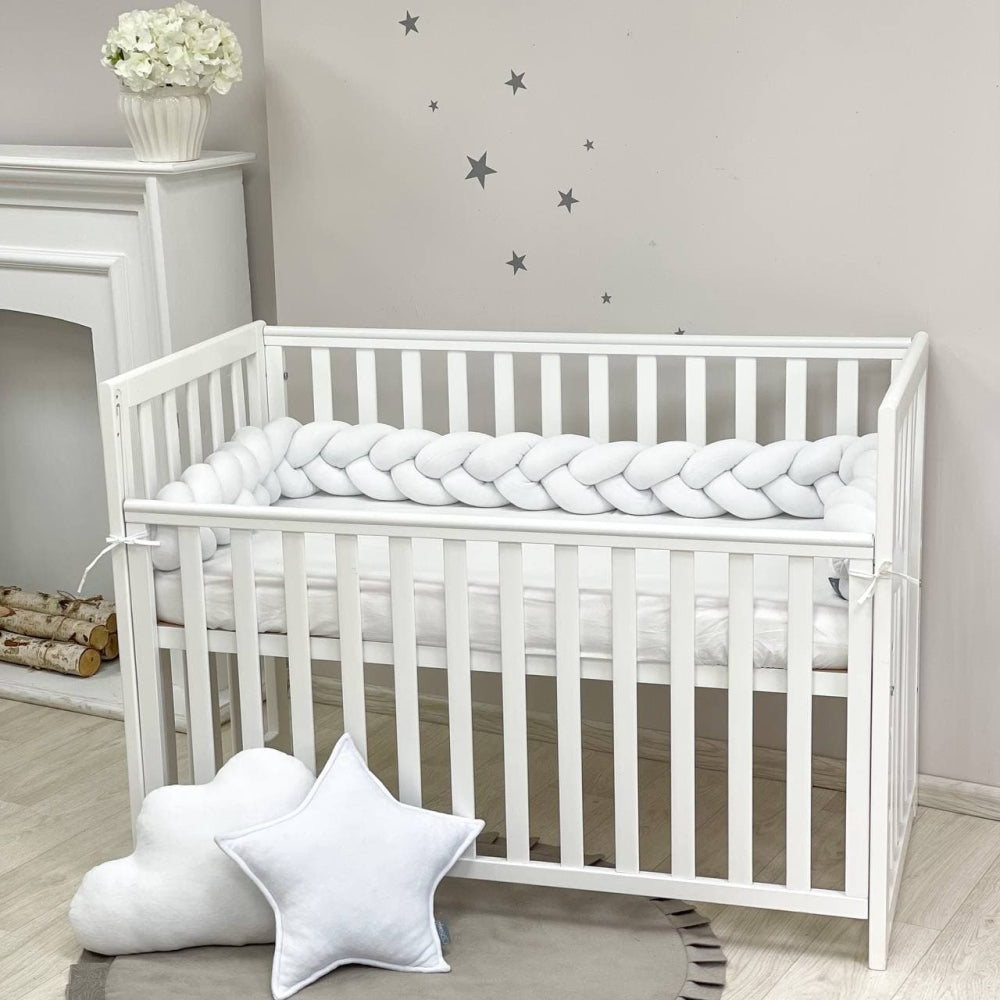 Pletený mantinel do postieľky 220 cm – biela/biela/biela