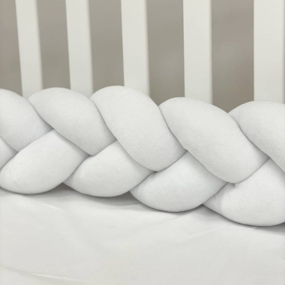 Pletený mantinel do postieľky 220 cm – biela/biela/biela