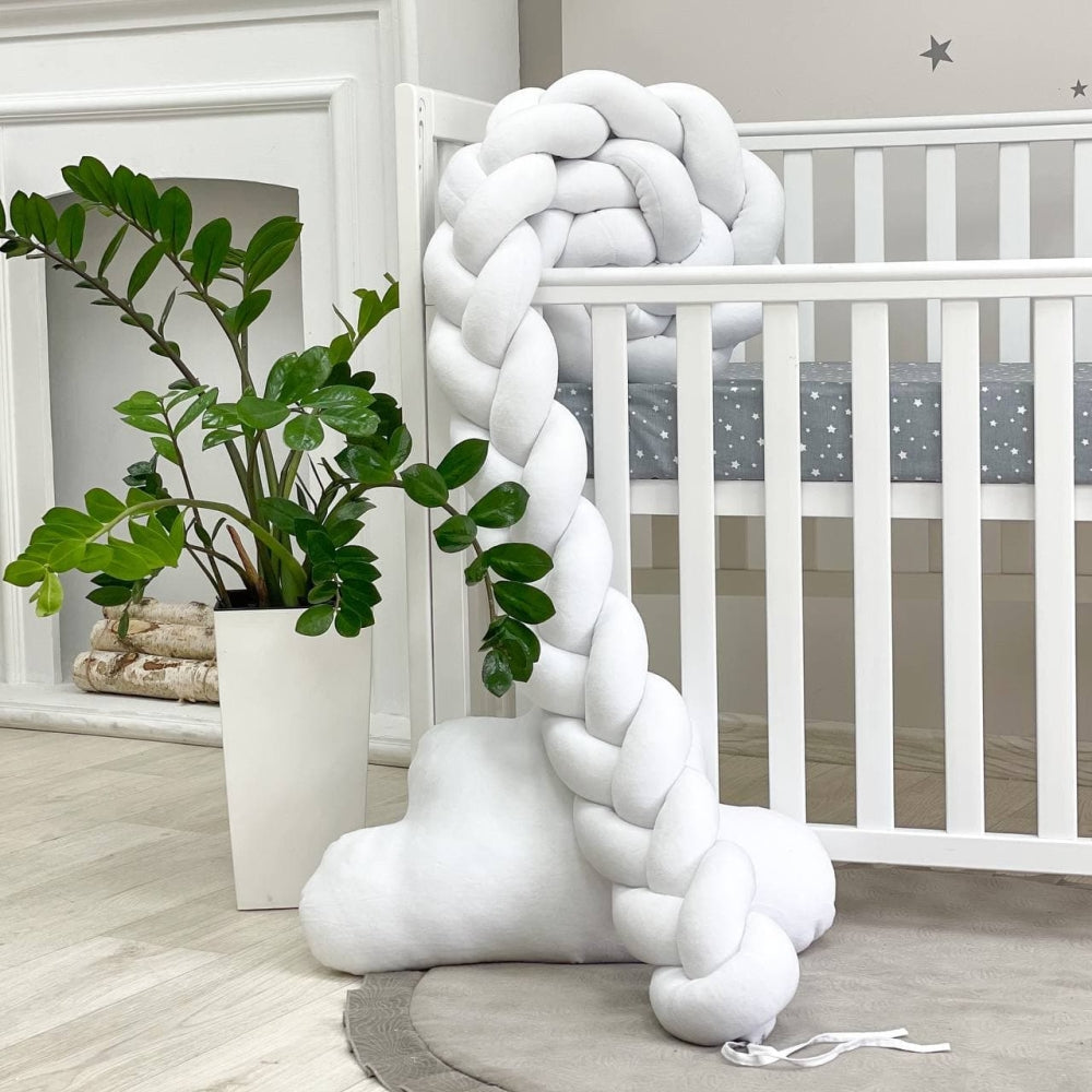 Pletený mantinel do postieľky 220 cm – biela/biela/biela