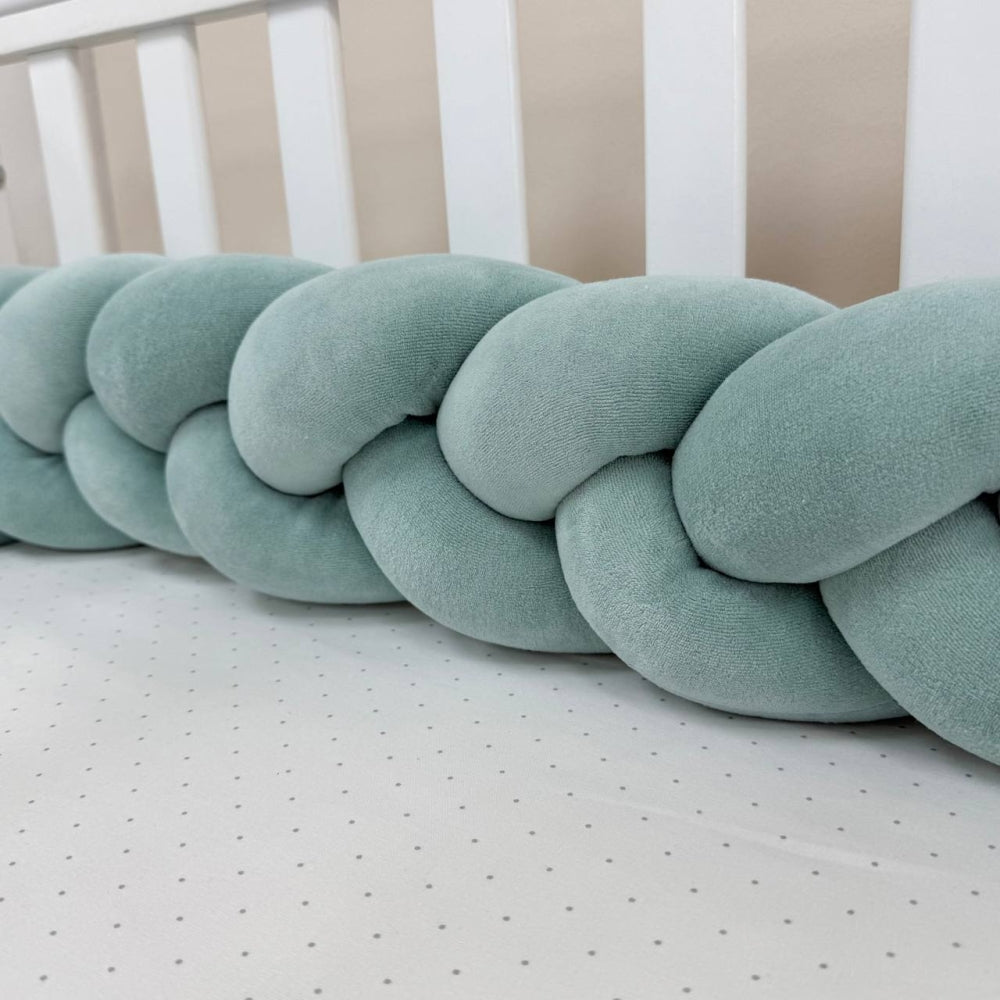 Pletený mantinel do postieľky 220 cm – tmavomätová/tmavomätová/tmavomätová