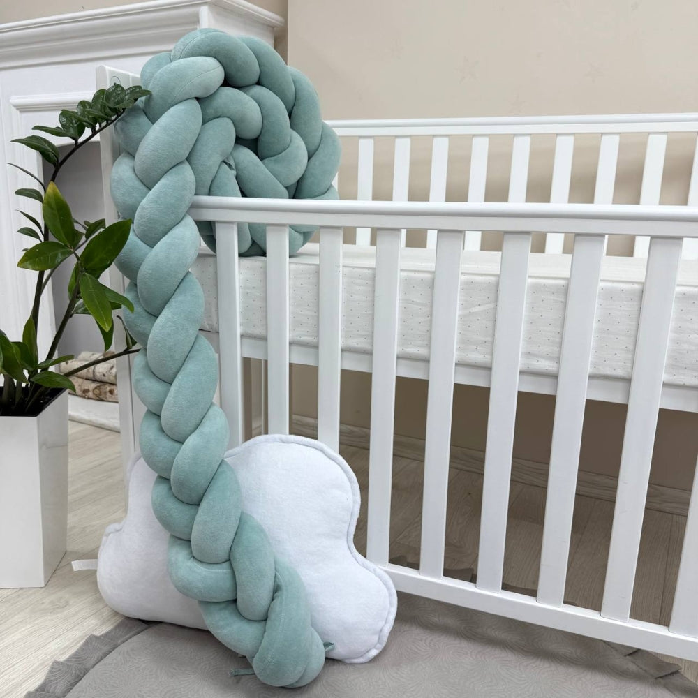 Pletený mantinel do postieľky 220 cm – tmavomätová/tmavomätová/tmavomätová