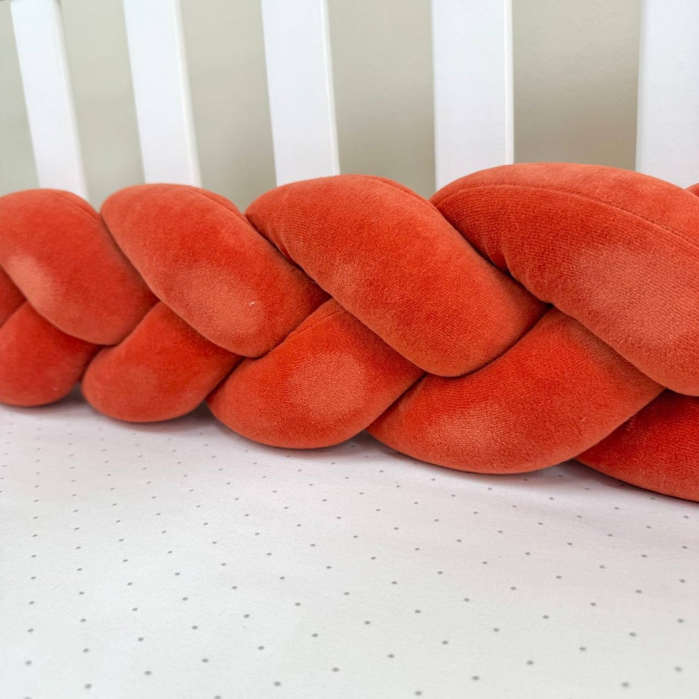 Pletený mantinel do postieľky 220 cm – terakotová/terakotová/terakotová