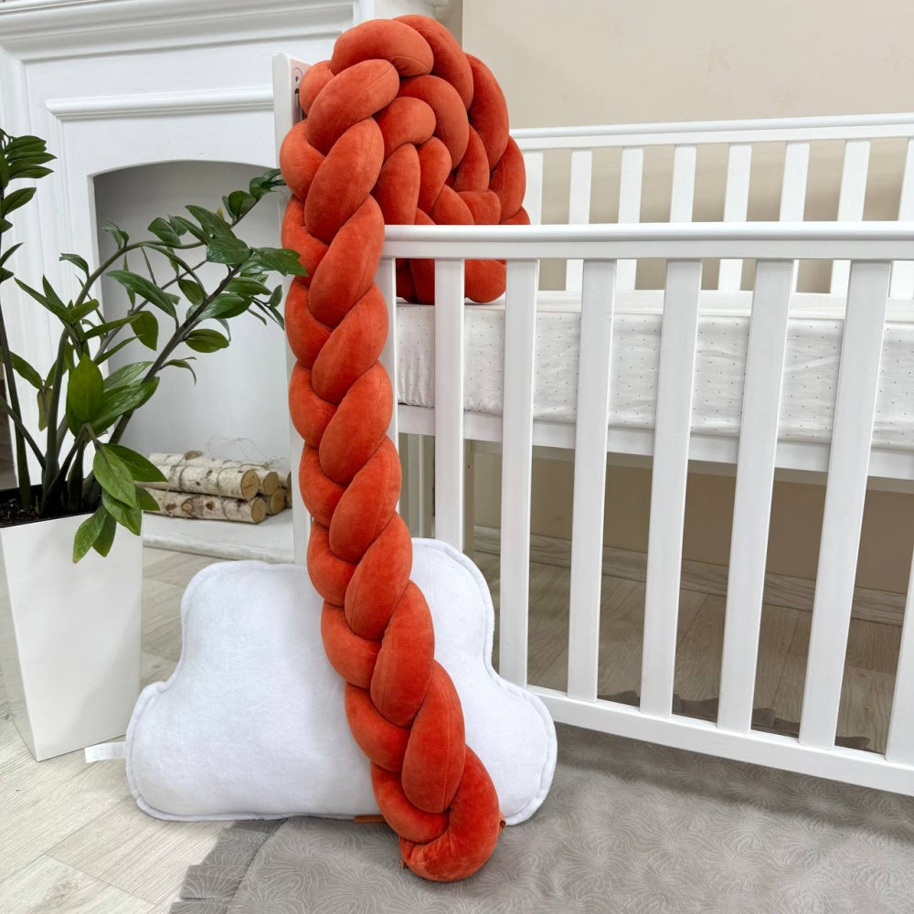 Pletený mantinel do postieľky 220 cm – terakotová/terakotová/terakotová
