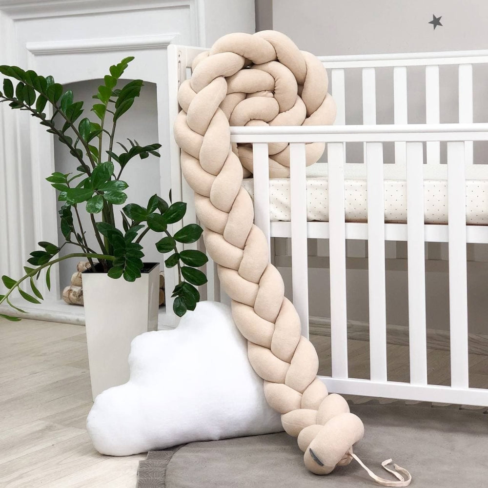 Pletený mantinel do postieľky 220 cm – krémová/krémová/krémová