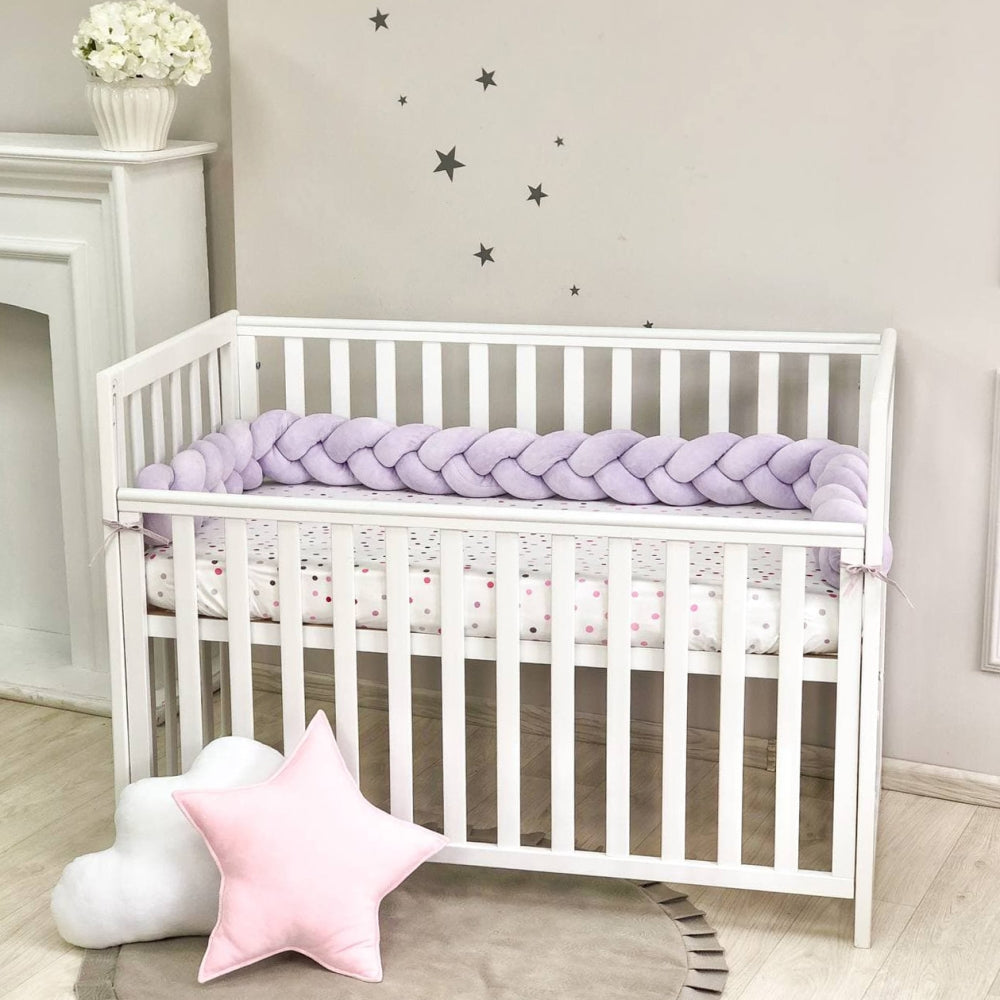 Pletený mantinel do postieľky 220 cm – lila/lila/lila