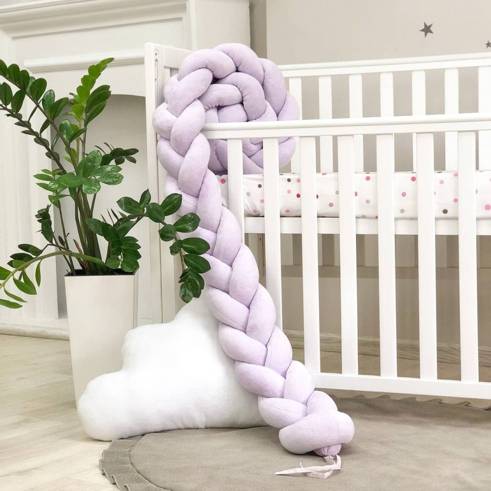 Pletený mantinel do postieľky 220 cm – lila/lila/lila