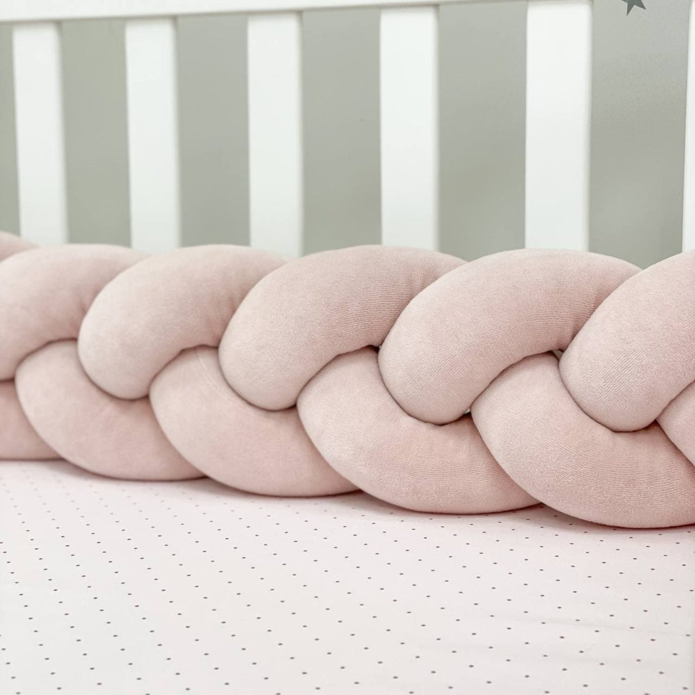 Pletený mantinel do postieľky 220 cm – púdrová/púdrová/púdrová