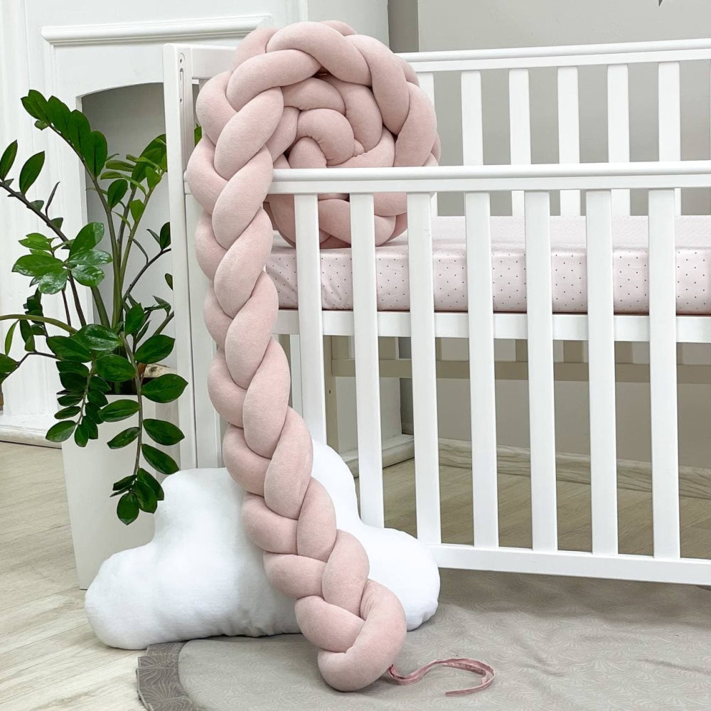 Pletený mantinel do postieľky 220 cm – púdrová/púdrová/púdrová