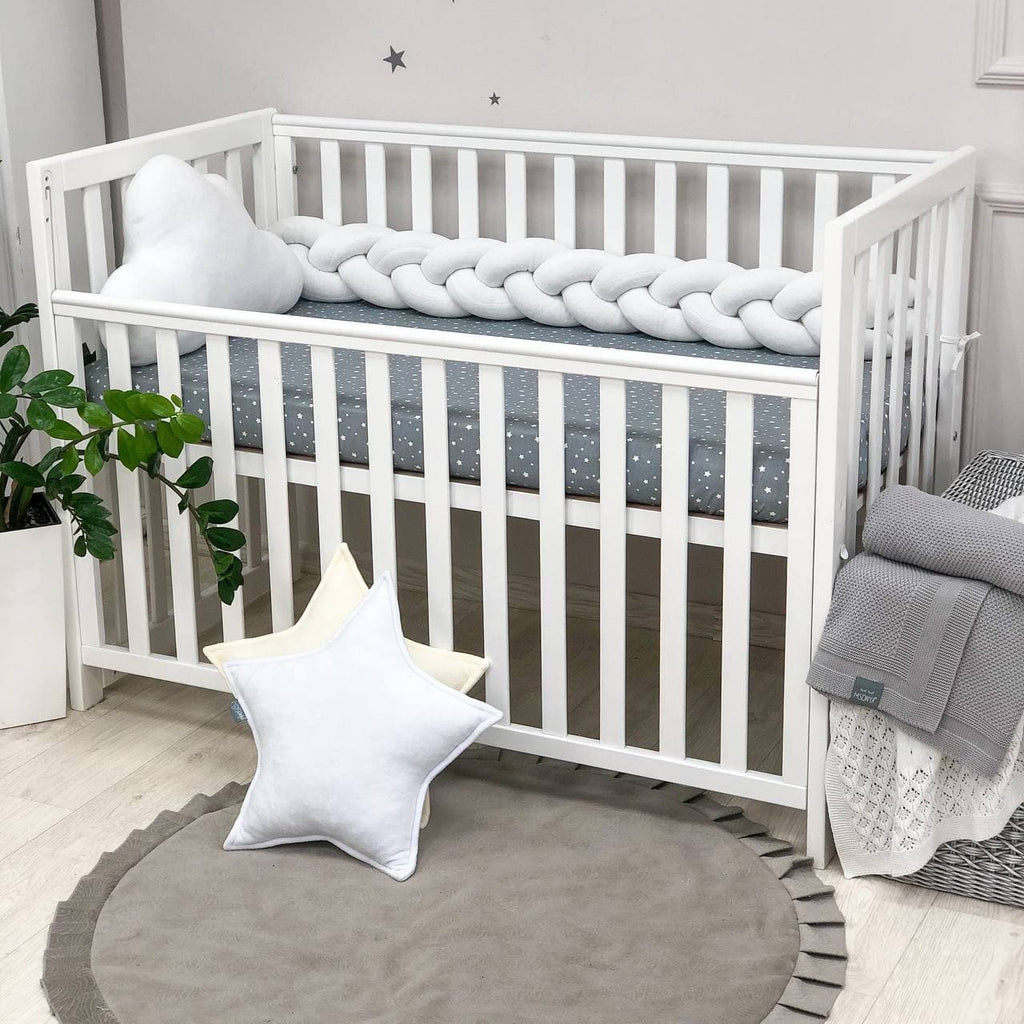 Pletený mantinel do postieľky 120 cm – biela/biela/biela