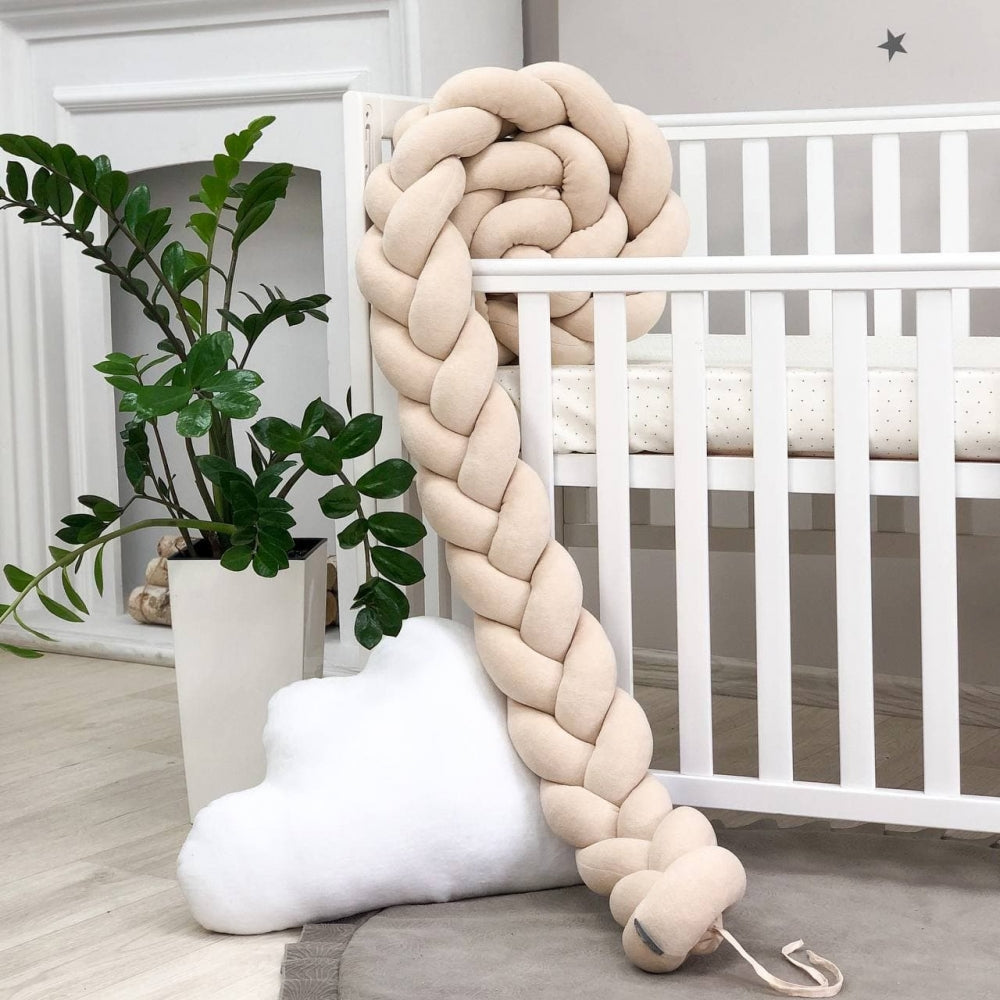 Pletený mantinel do postieľky 120 cm – krémová/krémová/krémová