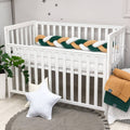 Pletený mantinel do postieľky 120 cm – biela/horčicová/malachitová