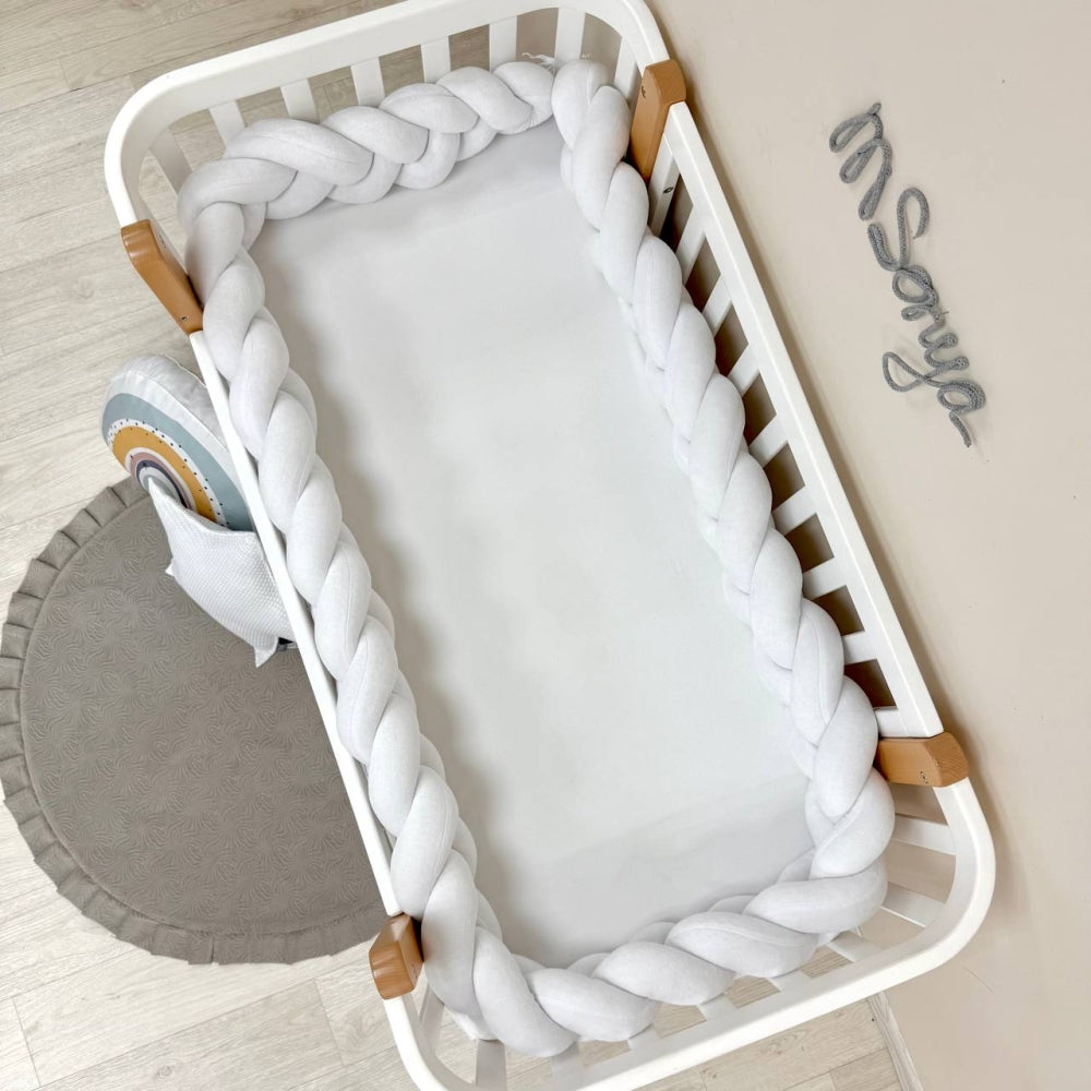 Pletený mantinel do postieľky 360 cm – biela/biela/biela
