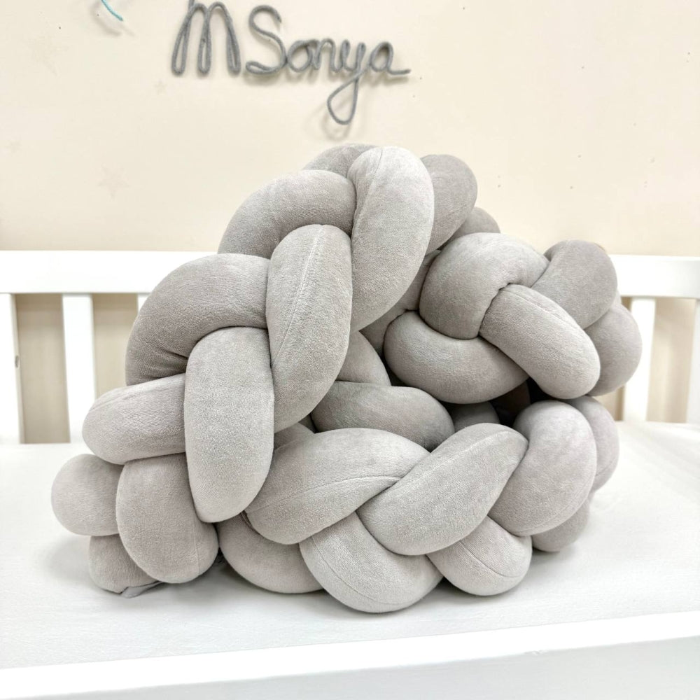 Pletený mantinel do postieľky 360 cm – sivá/sivá/sivá