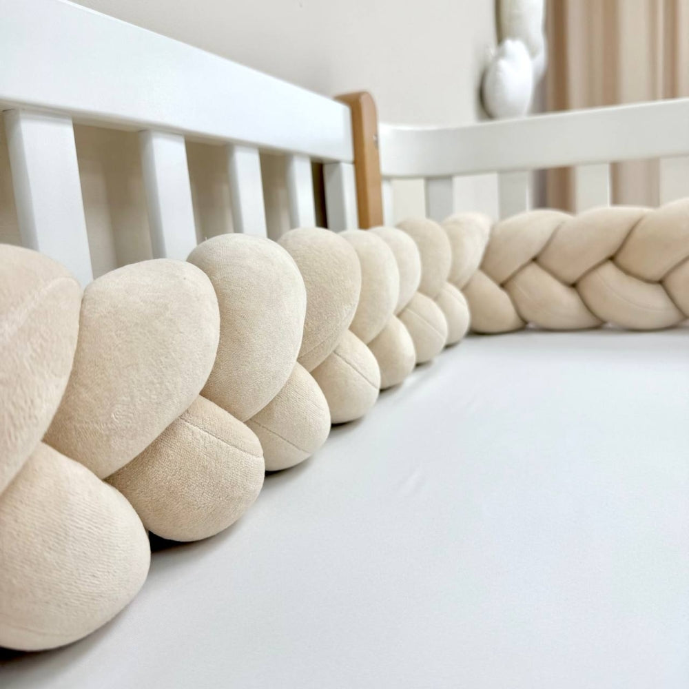 Pletený mantinel do postieľky 360 cm – krémová/krémová/krémová