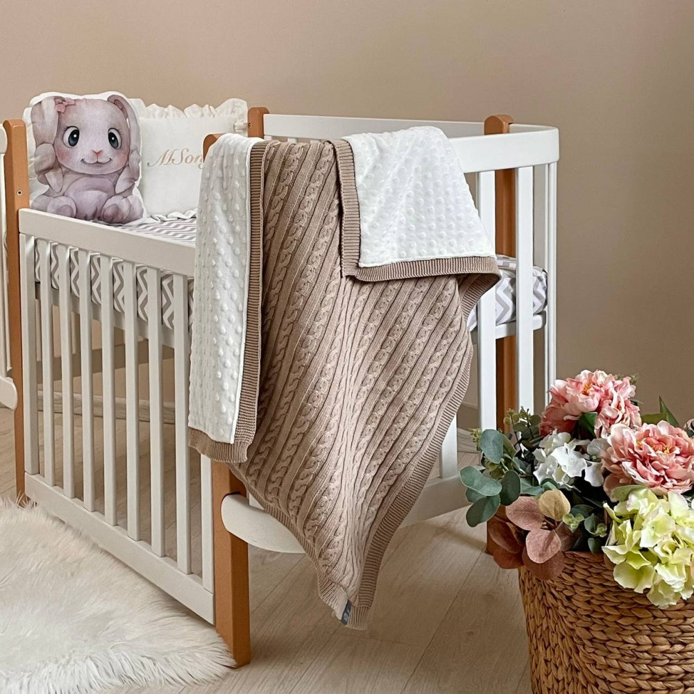 Zateplená pletená deka pre bábätko bavlna/Wellsoft Kosa kávová