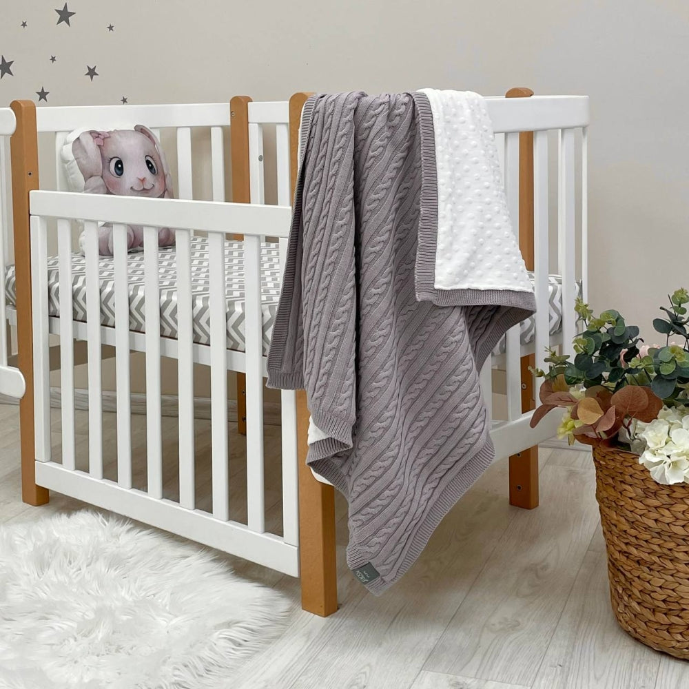 Zateplená pletená deka pre bábätko bavlna/Wellsoft Kosa sivá