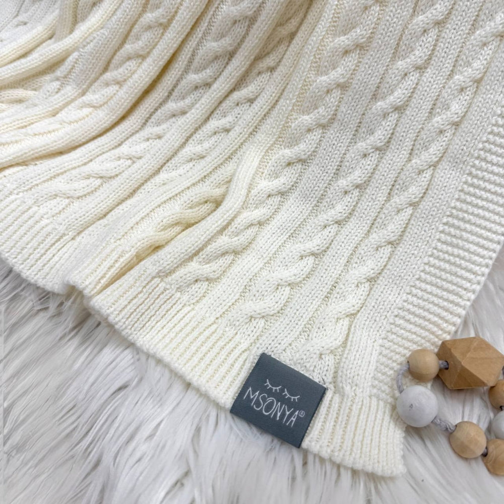 Detská pletená bavlnená deka Kosa ivory