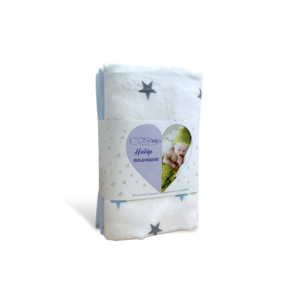Flanelové plienky Soft Stars, súprava 80 × 100 cm – modrá