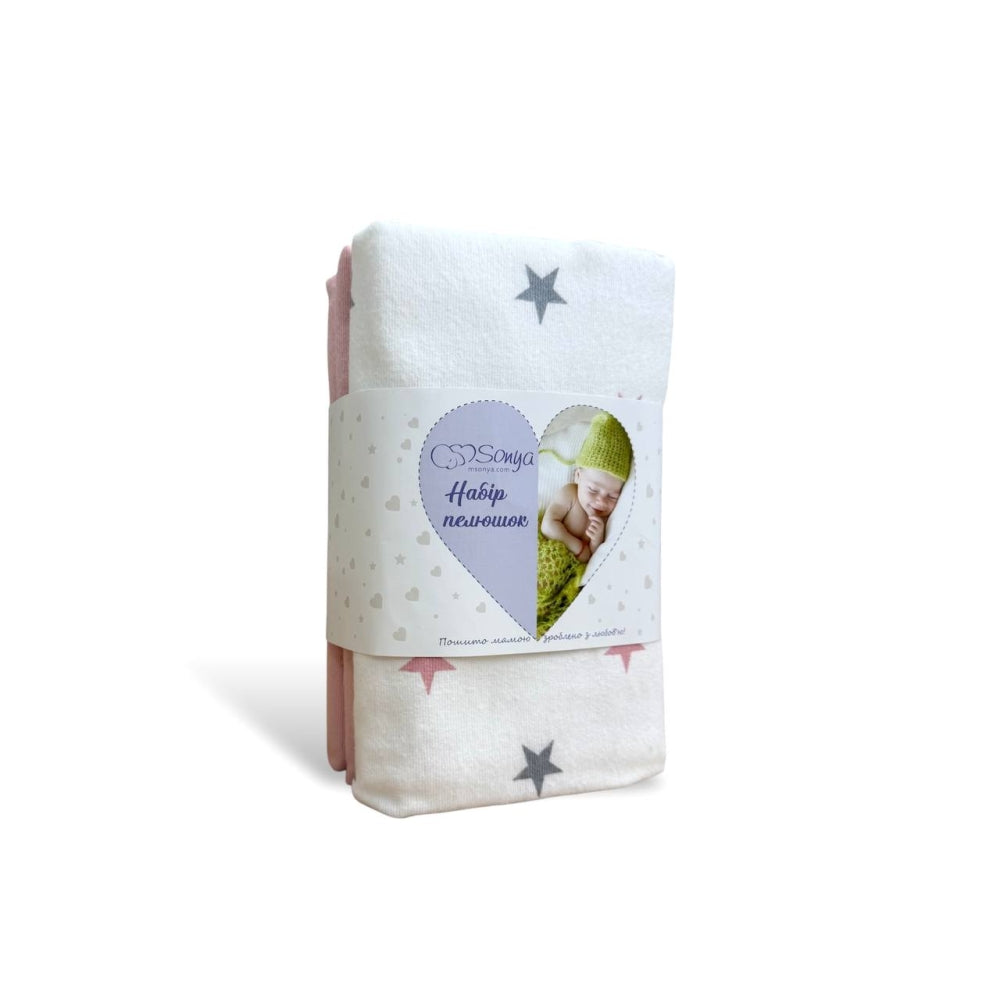 Flanelové plienky Soft Stars, súprava 80 × 100 cm –púdrová
