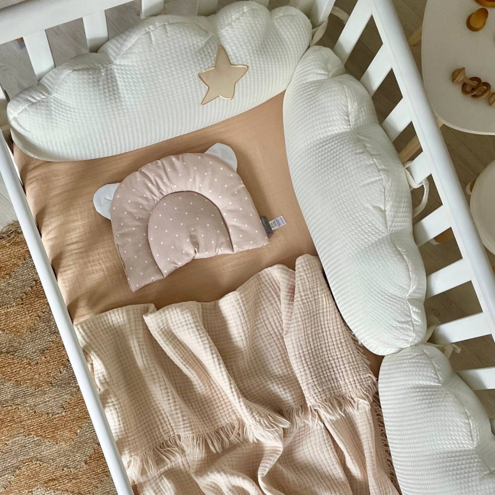 Mušelínová deka pre bábätko so strapcami, béžová