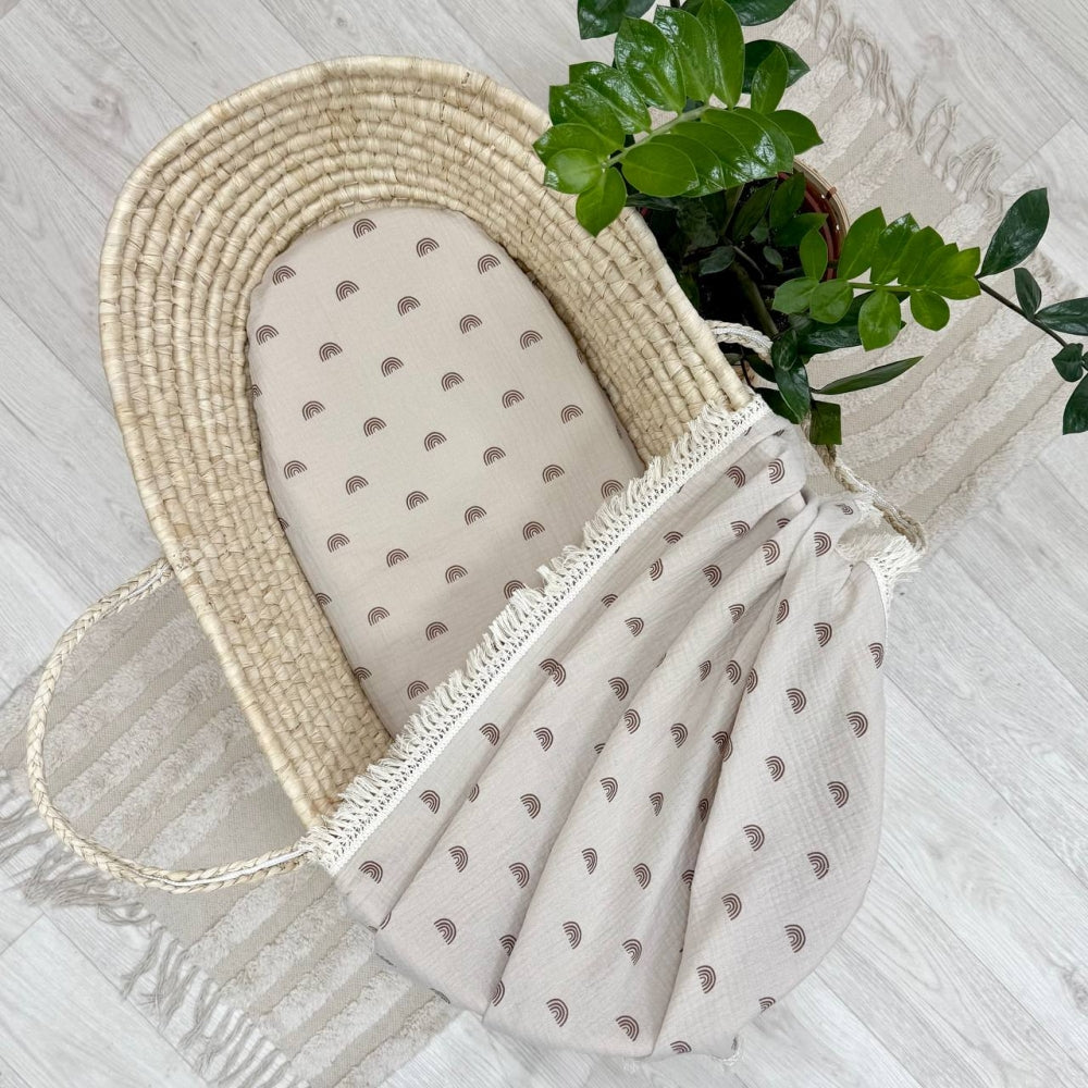Dvojvrstvová mušelínová deka pre bábätko Hnedá dúha na béžovom