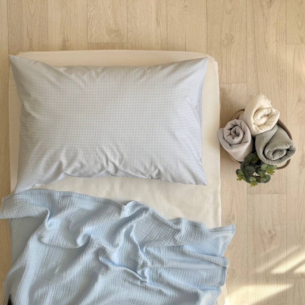 Popelínová obliečka na vankúš 50 × 70 cm Modrá kocka