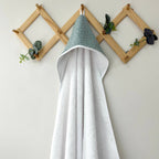Froté uterák s kapucňou pre bábätko drobné biele bodky na šalviovom, 80 × 100 cm