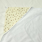 Froté uterák s kapucňou pre bábätko hnedé bodky na ivory, 80 × 100 cm