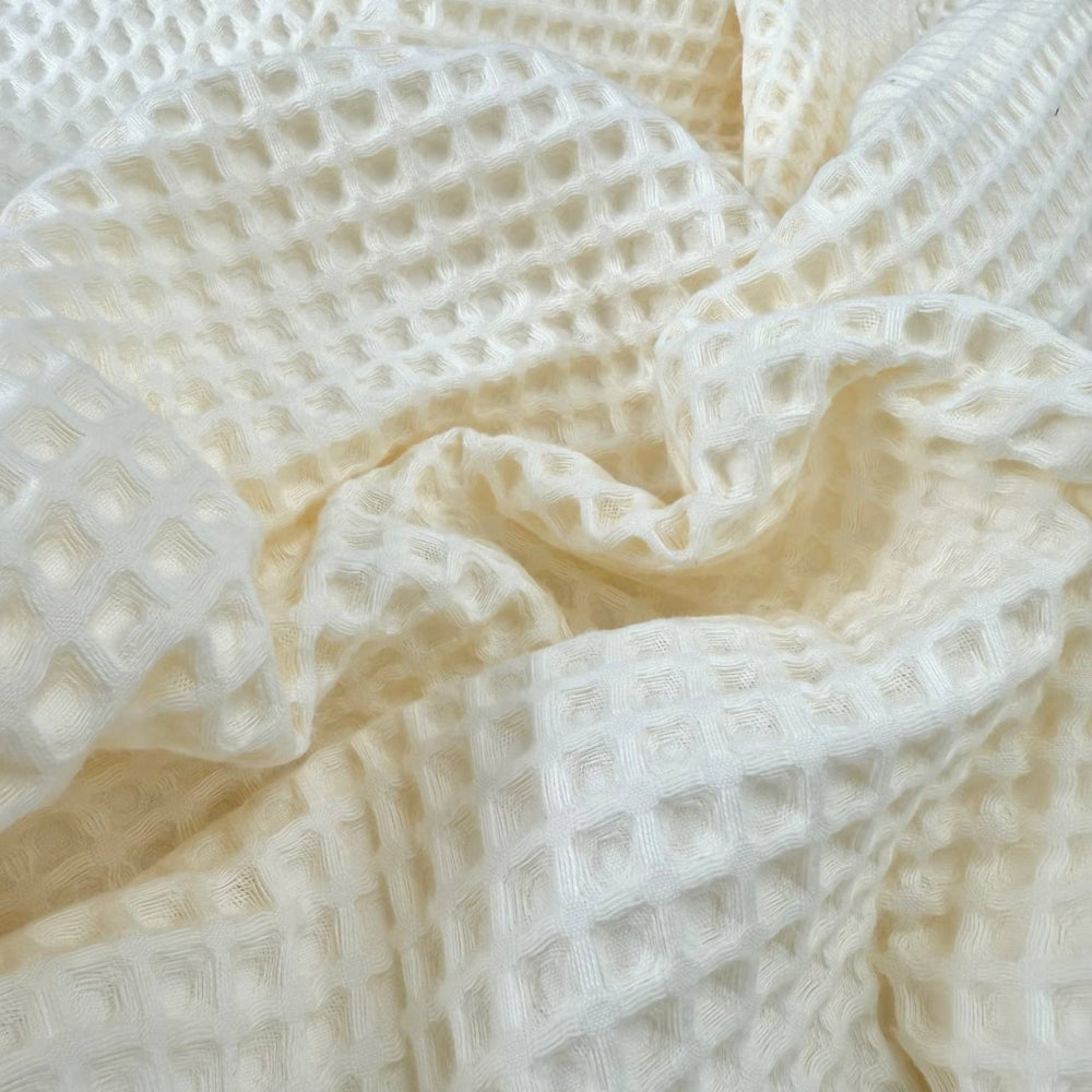 Vaflový uterák s kapucňou pre bábätko smotanový, 90 × 90 cm