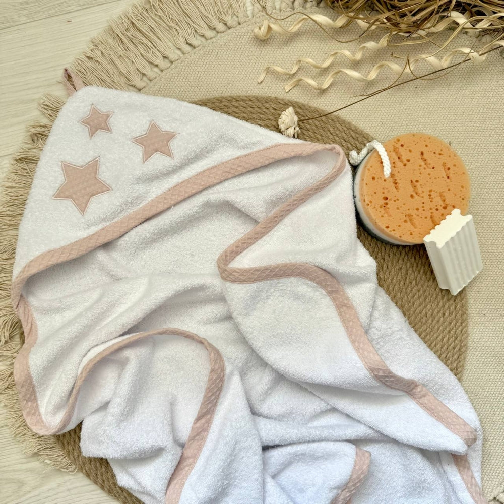 Froté osuška s kapucňou pre bábätko svetlopúdrová
