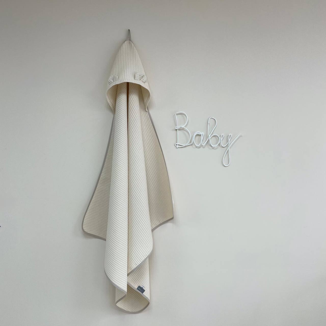 Vaflová osuška s kapucňou pre bábätko béžová