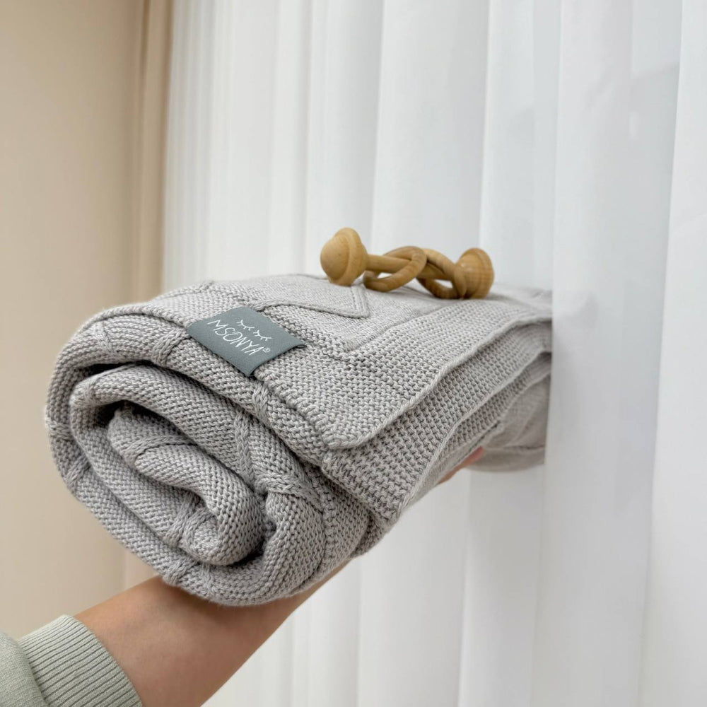 Zateplená pletená deka pre bábätko bavlna/Wellsoft Romb sivý