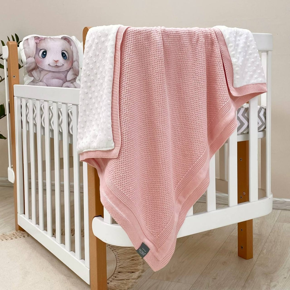 Zateplená pletená deka pre bábätko bavlna/Wellsoft Rogožka broskyňová