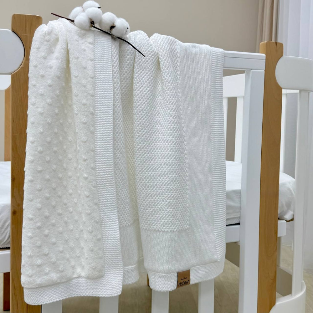 Zateplená pletená deka pre bábätko bavlna/Wellsoft Rogožka new biela