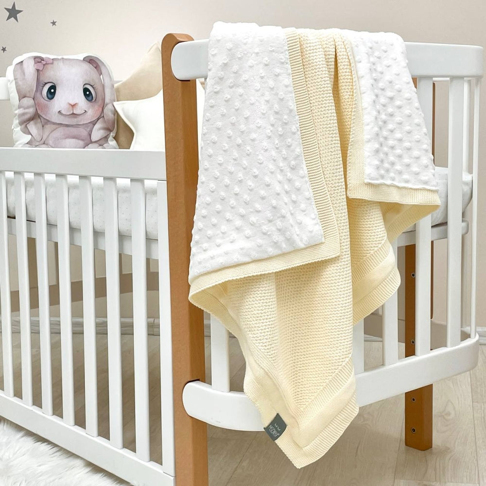 Zateplená pletená deka pre bábätko bavlna/Wellsoft Rogožka mliečna