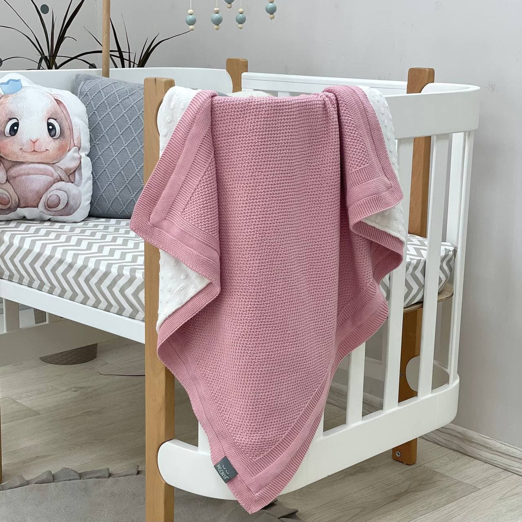 Zateplená pletená deka pre bábätko bavlna/Wellsoft Rogožka čajová ruža