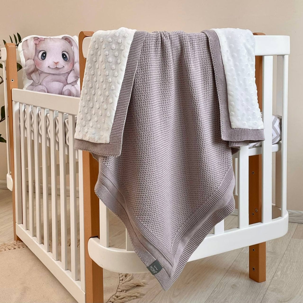 Zateplená pletená deka pre bábätko bavlna/Wellsoft Rogožka sivá
