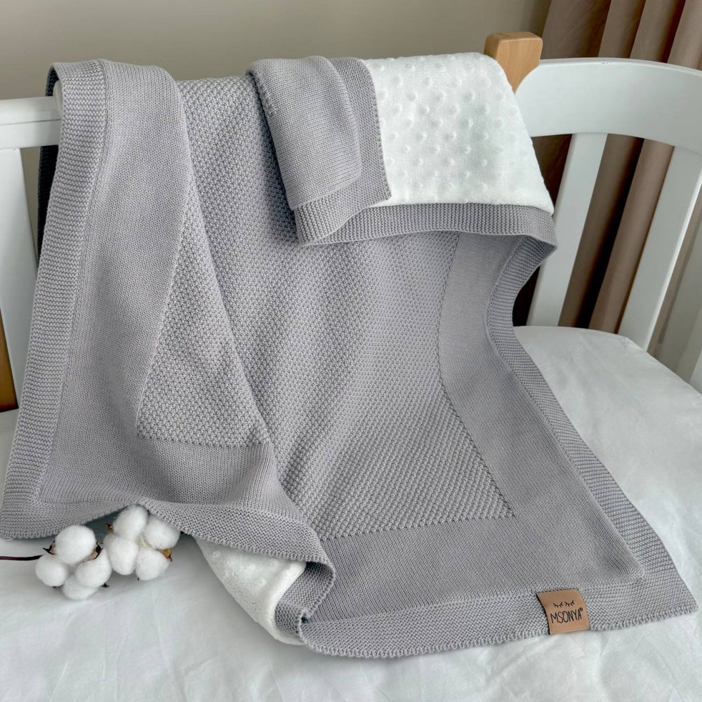 Zateplená pletená deka pre bábätko bavlna/Wellsoft Rogožka new sivá