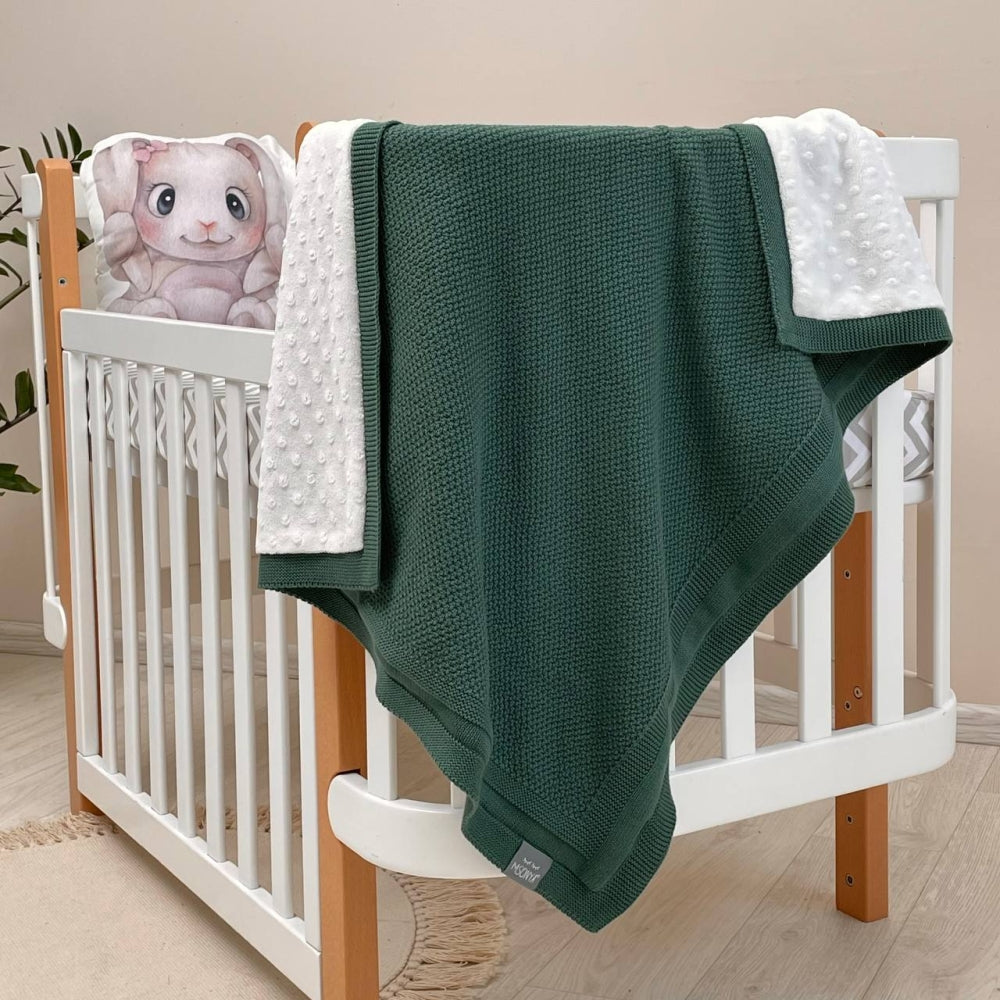 Zateplená pletená deka pre bábätko bavlna/Wellsoft Rogožka malachitová