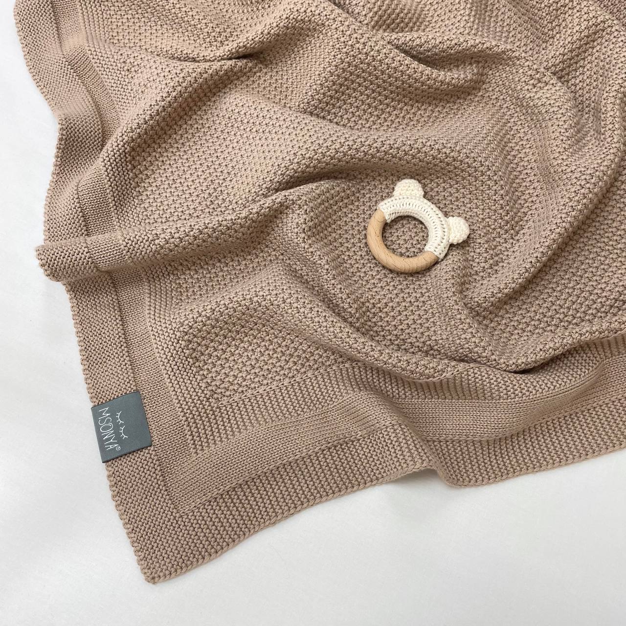 Detská pletená bavlnená deka Rogožka kávová