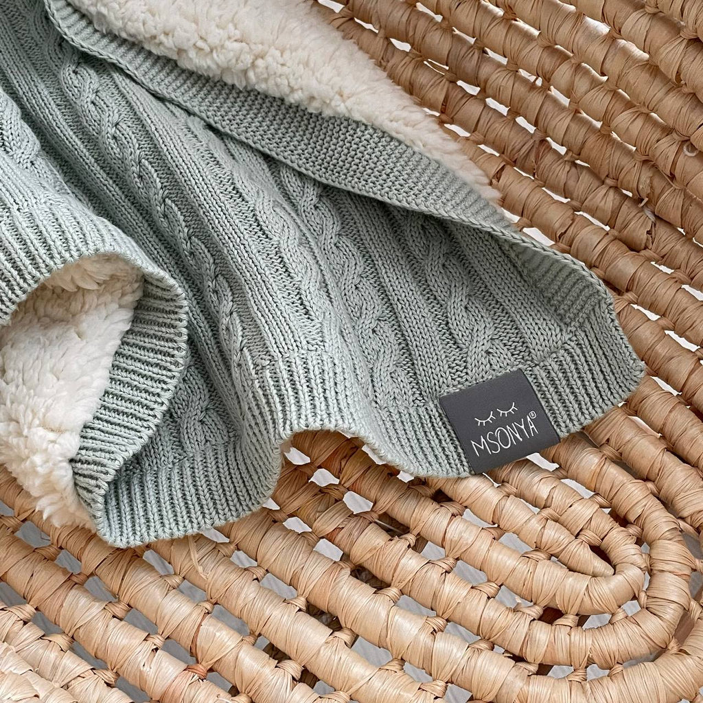Pletená bavlnená deka pre bábätko Teddy Kosa – svetlomätová