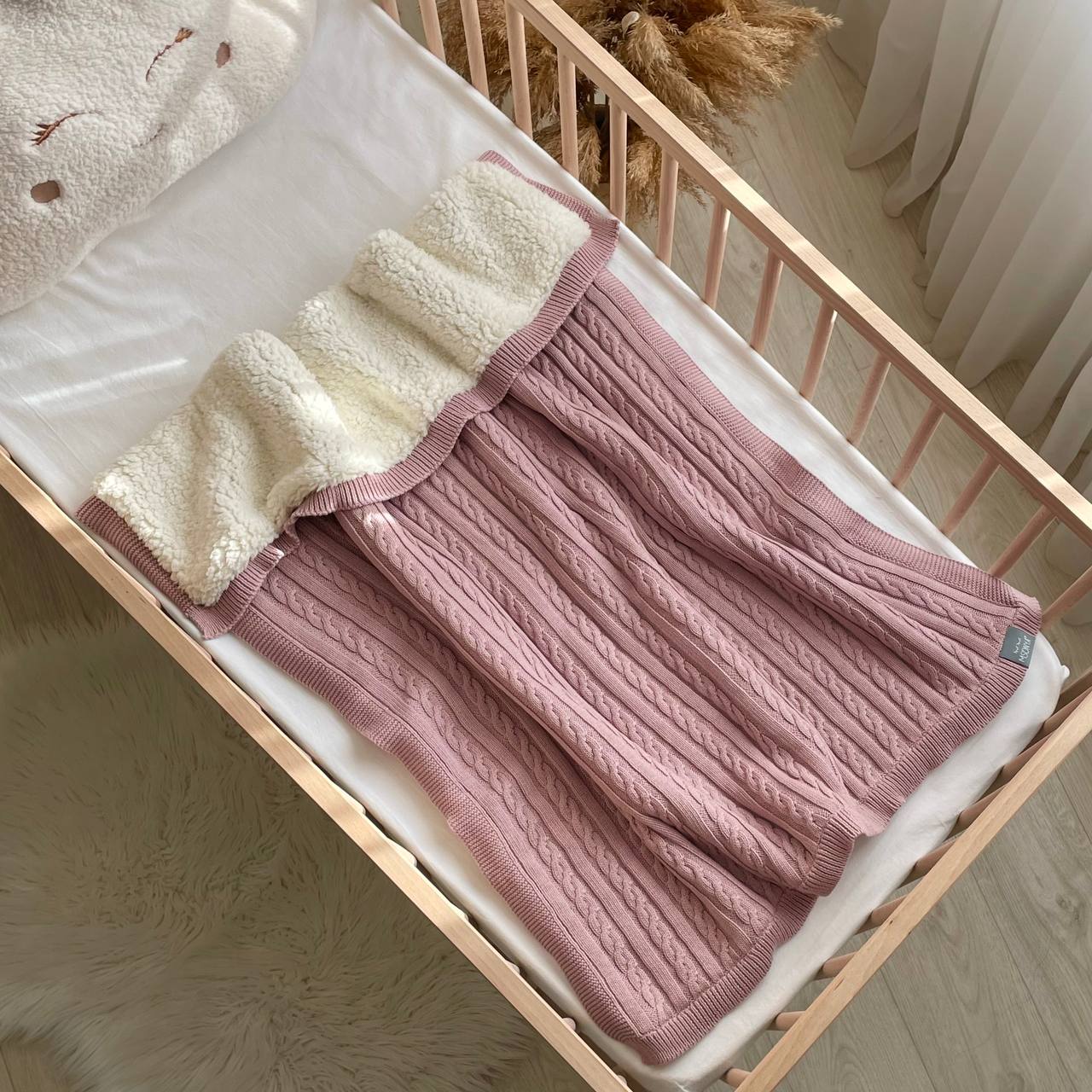 Pletená bavlnená deka pre bábätko Teddy Kosa – staroružová