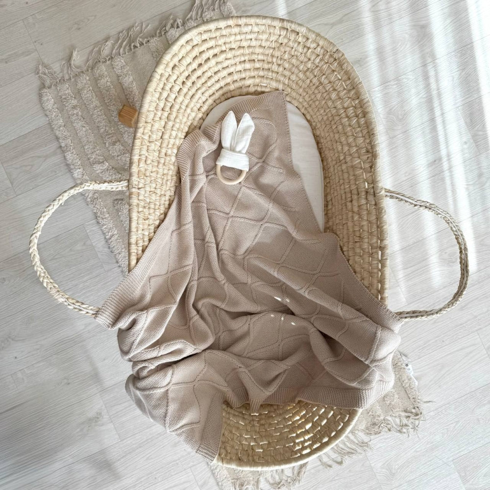 Detská pletená bavlnená deka Romb pieskový