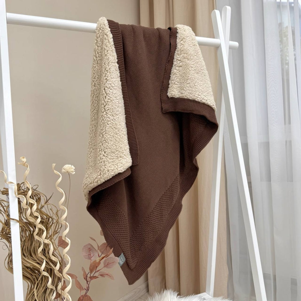 Pletená bavlnená deka pre bábätko Teddy Rohožka – čokoládová