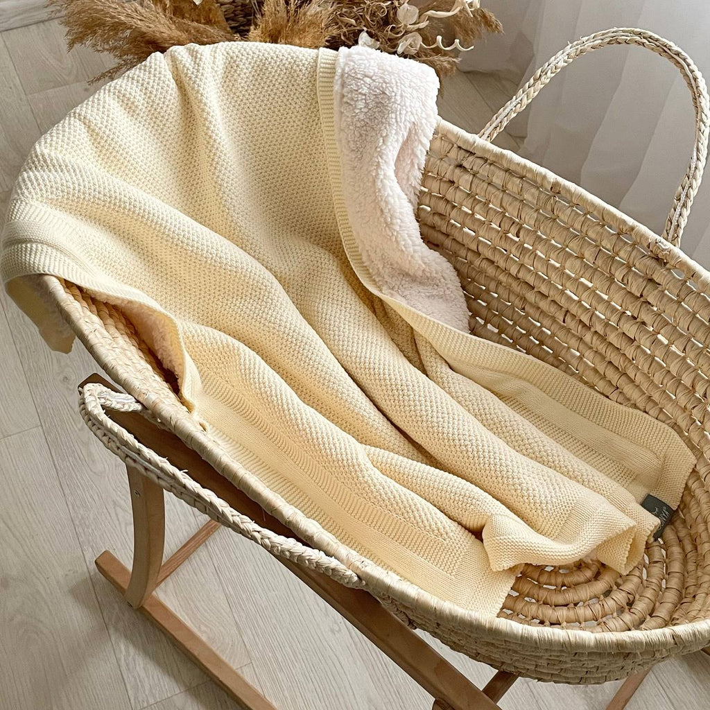 Pletená bavlnená deka pre bábätko Teddy Rohožka – mliečna